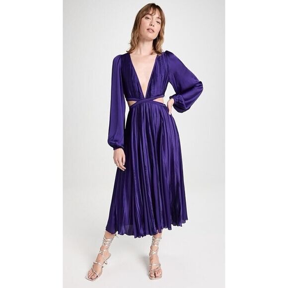 NWT Rococo Sand Cassi Long Sleeve Midi Dress Cut Out Purple Small - Picture 5 of 12
